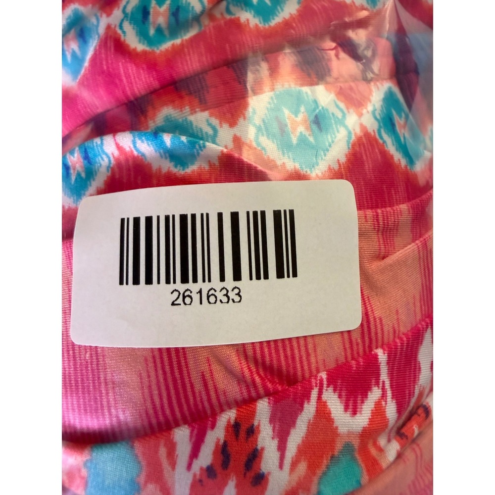 La Blanca Womens Pink Blue Medium Geometric One Piece Swimsuit Adjustable Straps - Picture 8 of 8